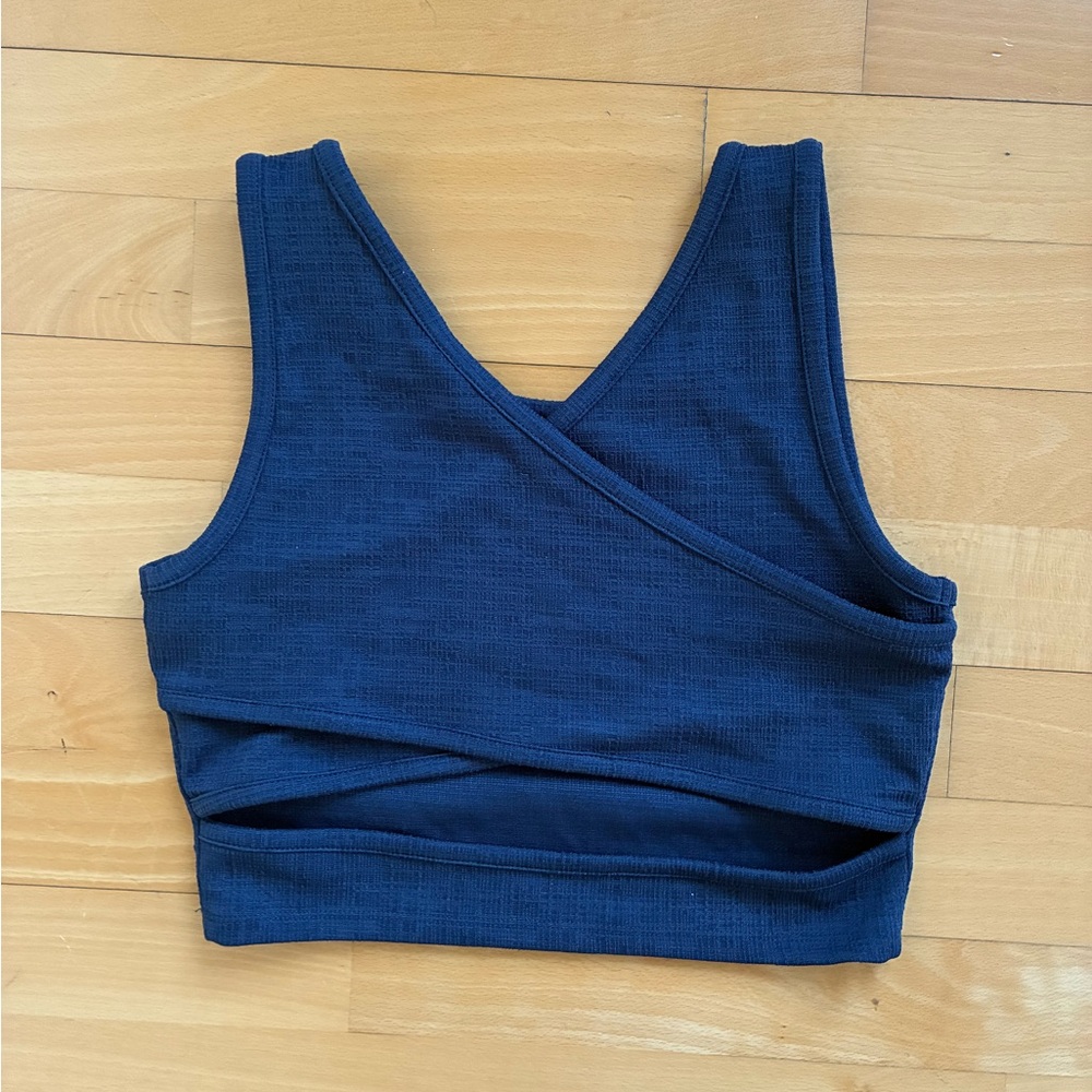 Roxy Good Keepsake Crop Top Wrap Criss Cross Open Back Navy Blue - Picture 12 of 14